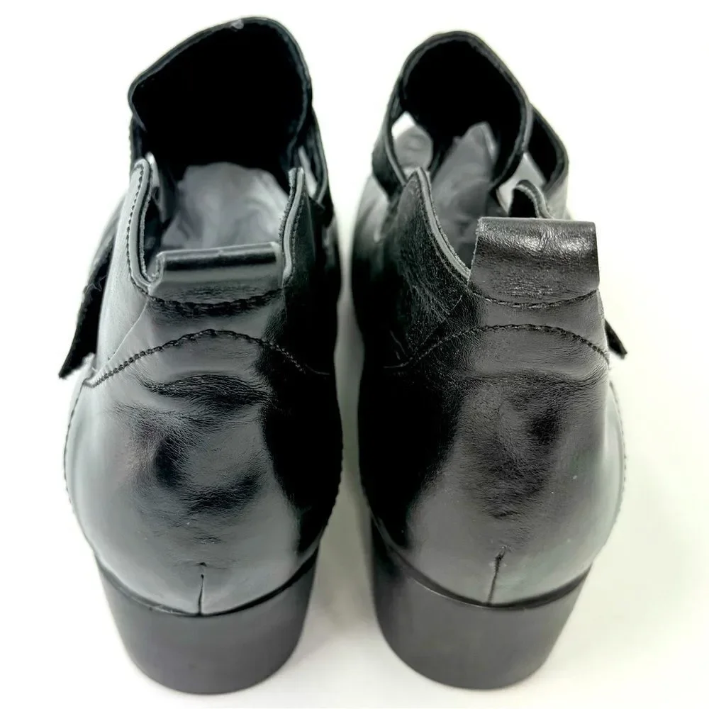 Wolky NAMIBIA Black Leather Cross Strap Support Orthotic Walking Ankle Boot